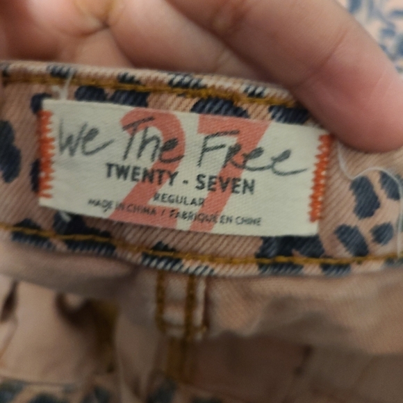 Free People We The Free‎ Skirt Sz 27 Brown Animal print Short Skirt Denim Fringe - Picture 3 of 5